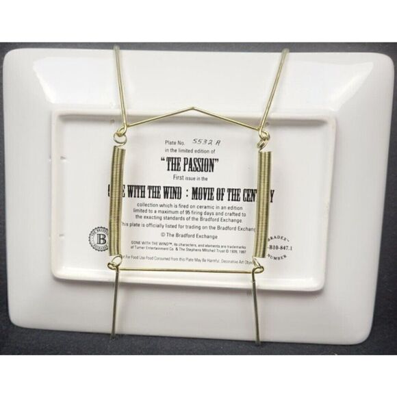 Vintage 1997 Bradford Exchange Gone With The Wind Numbered Passion Plate Hanger - Picture 4 of 5